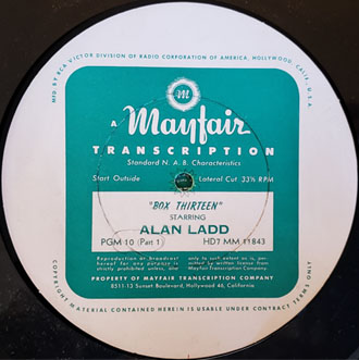 Alan Ladd Box 13 radio show transcription